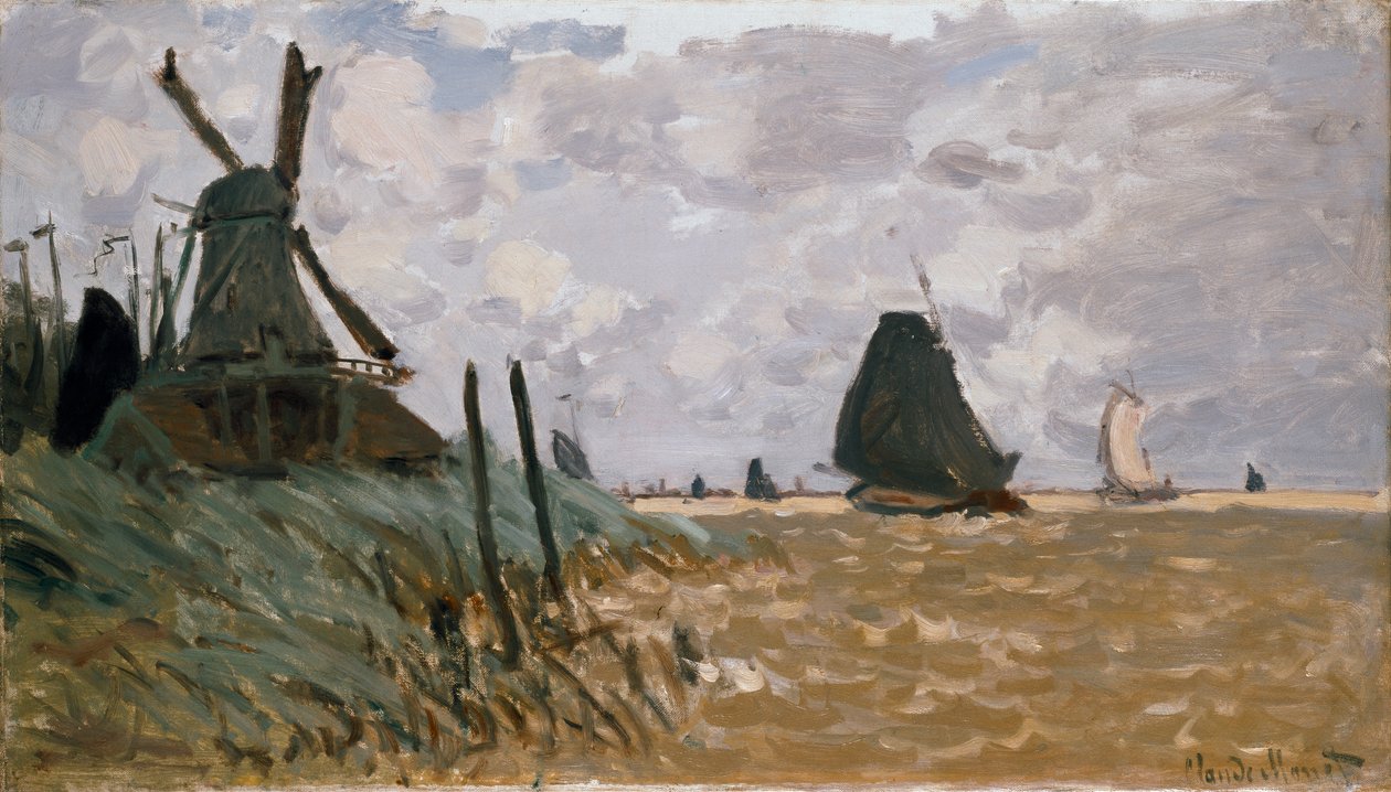 En mølle nær Zaandam, 1871 av Claude Monet