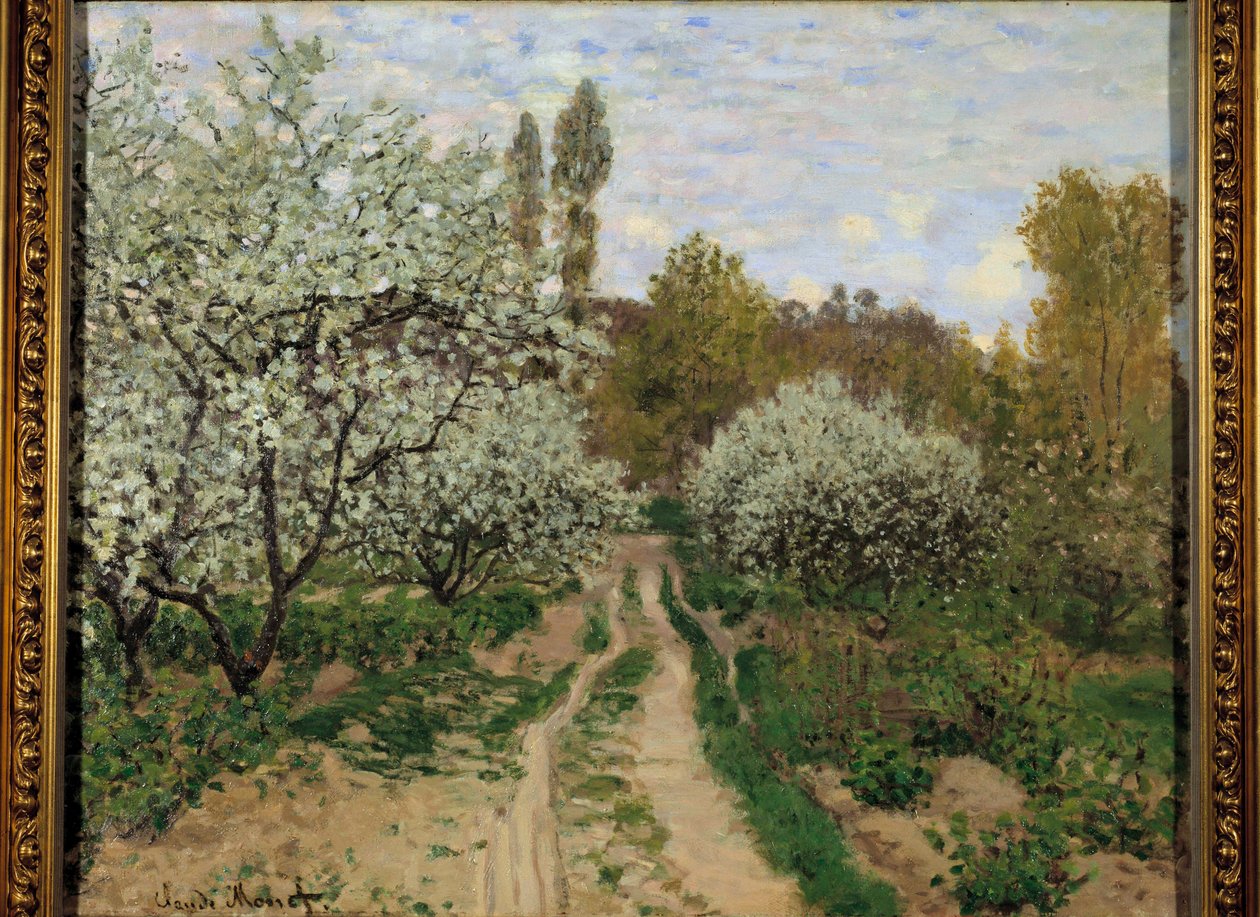 Epletrær i blomst av Claude Monet