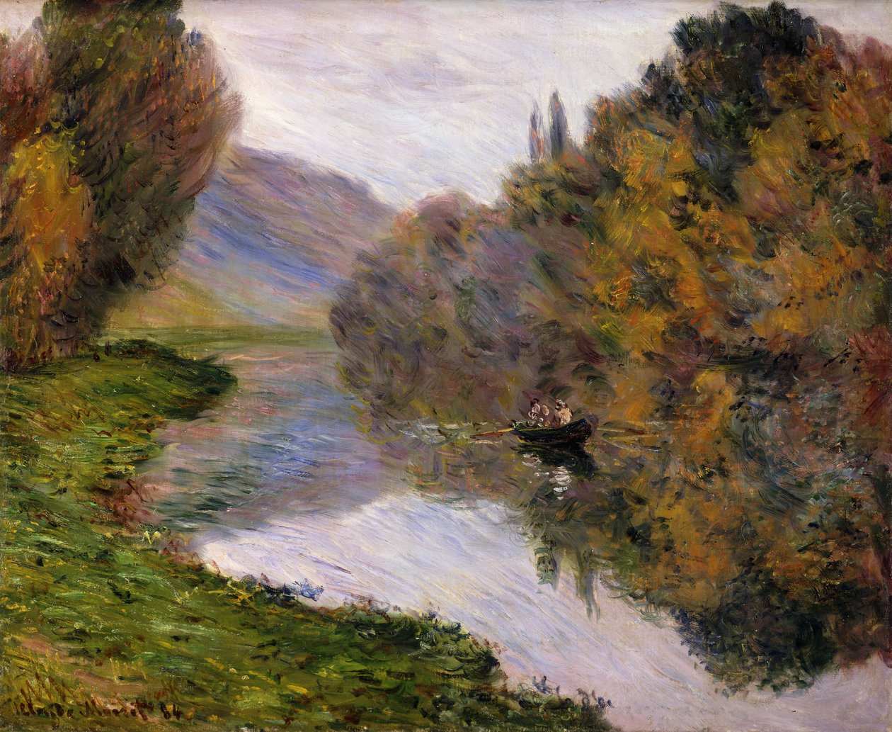Båt på Seinen nær Jeufosse, av Claude Monet