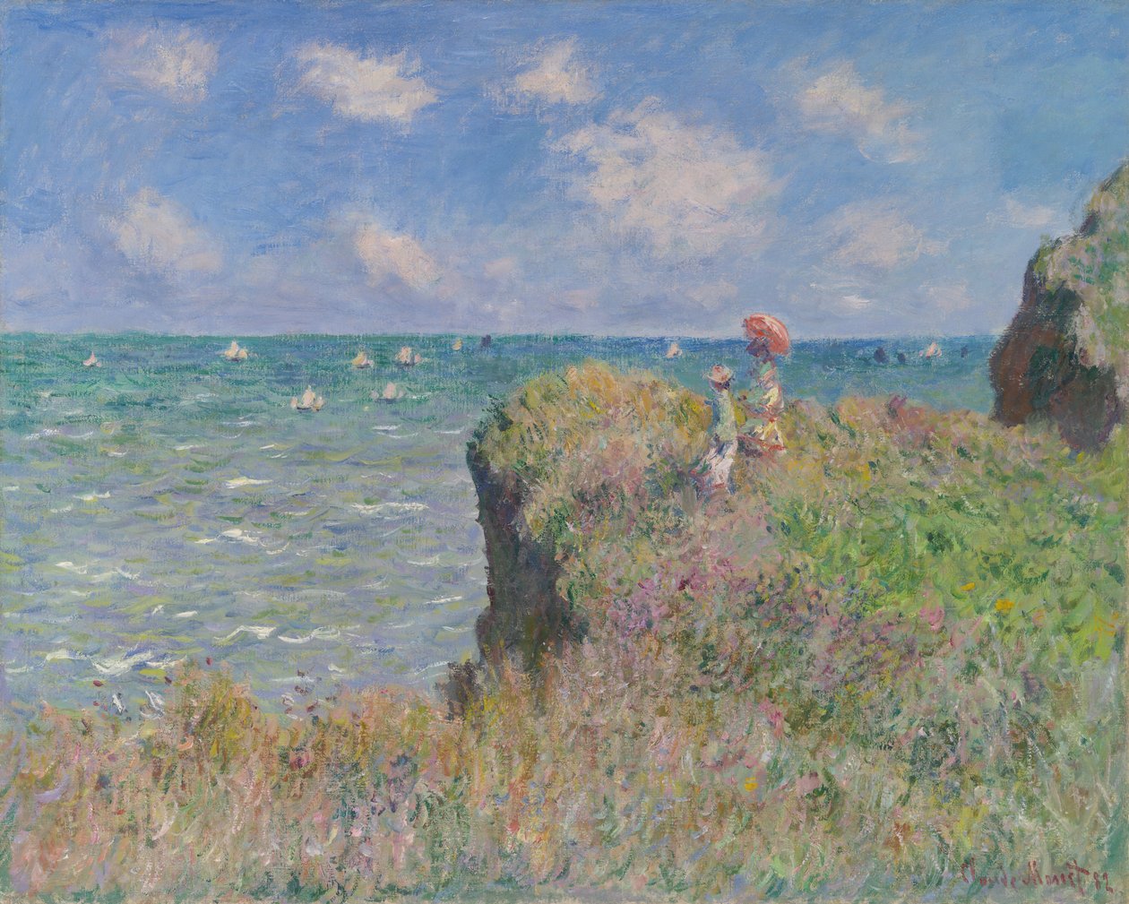 Cliff Walk ved Pourville, 1882. av Claude Monet