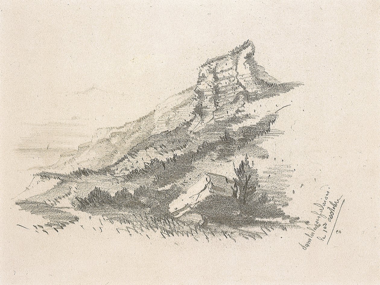 Cliff at Ste Address, 1857 av Claude Monet