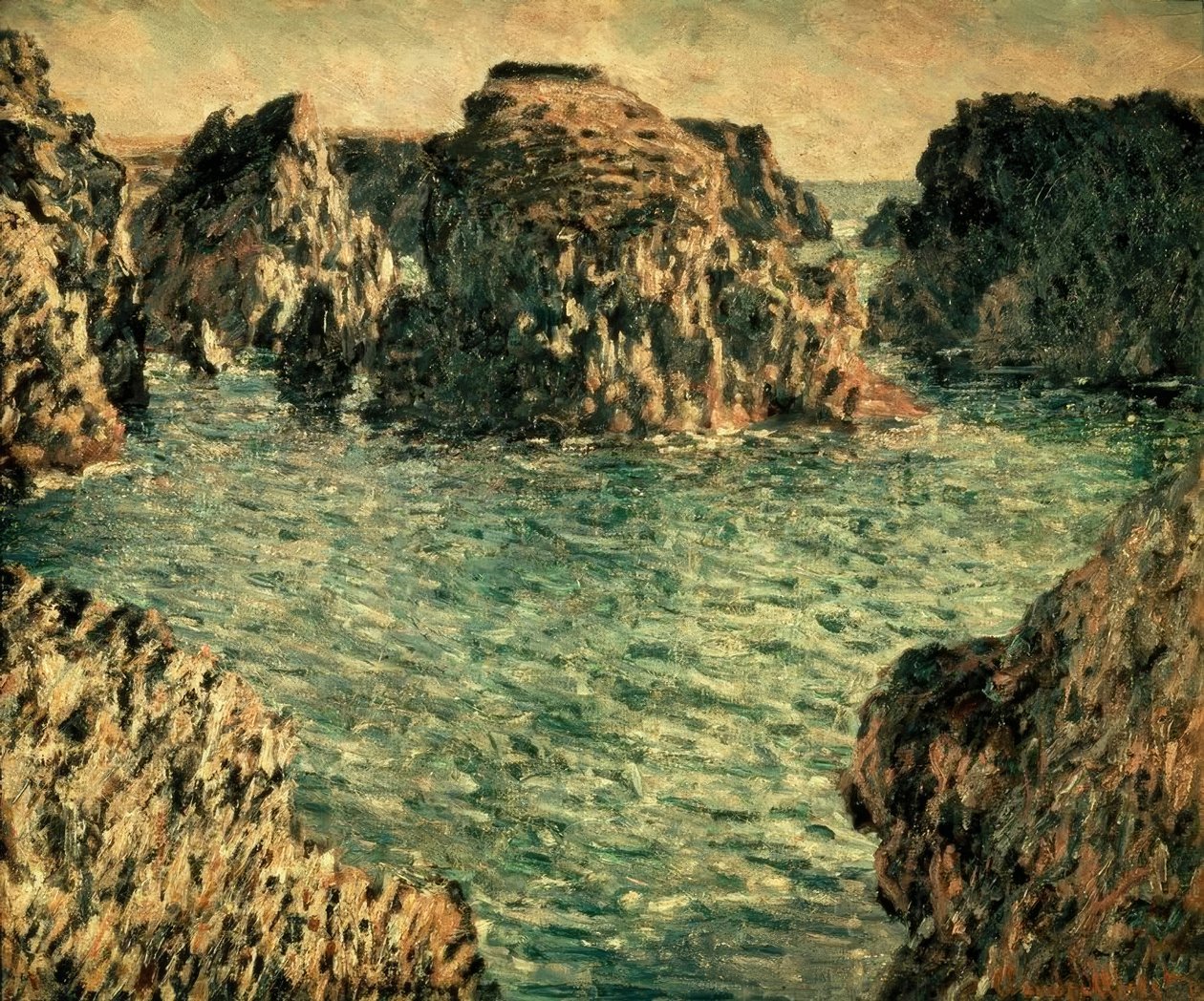 Inngang til Port-Goulphar, Belle-Ile av Claude Monet