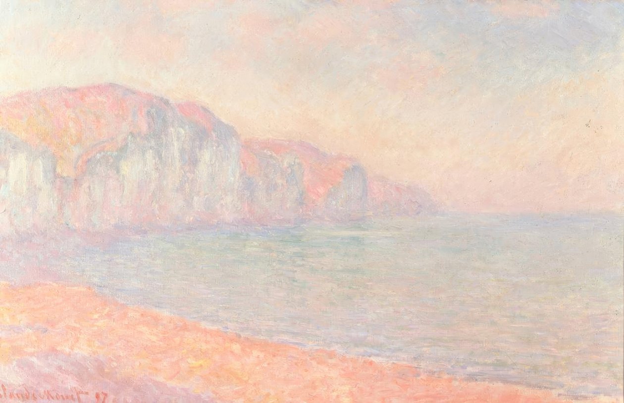 Cliffs of Pourville, om morgenen av Claude Monet