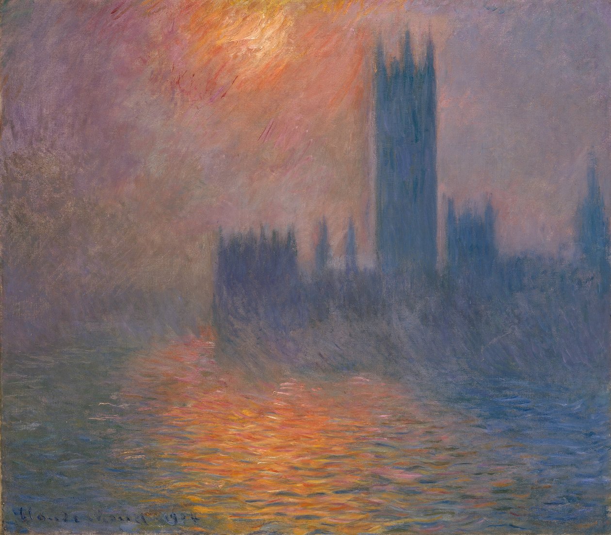 Stortinget. Solnedgang, 1900-1901. av Claude Monet