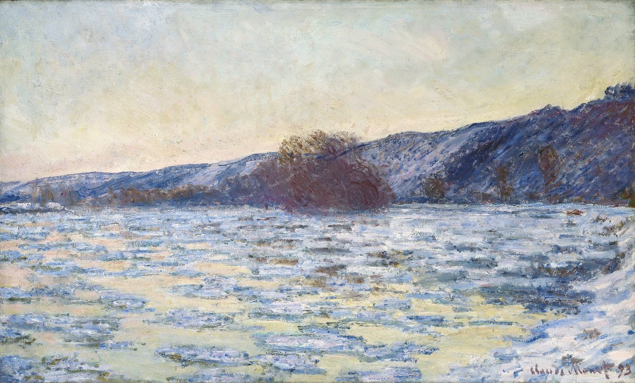 Isflak ved skumring, 1893. av Claude Monet