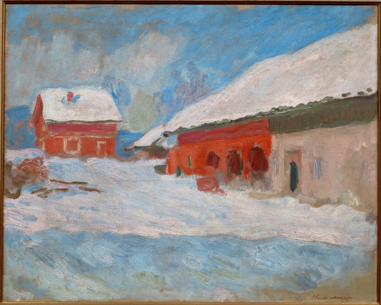 De røde husene i Björnegaard (Norge) av Claude Monet