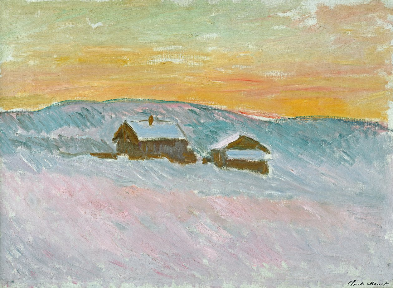 Norsk landskap, blå hus, 1895 av Claude Monet