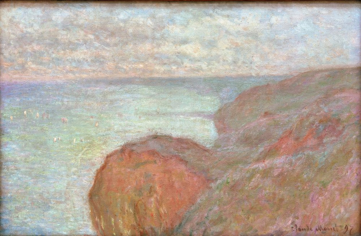 På Falaise nær Dieppe, overskyet himmel av Claude Monet