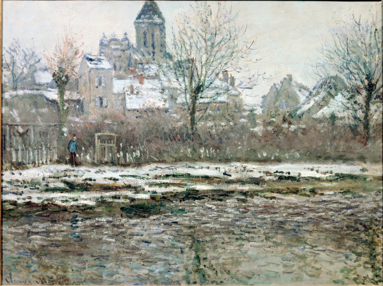 Kirken i Vetheuil under snø av Claude Monet
