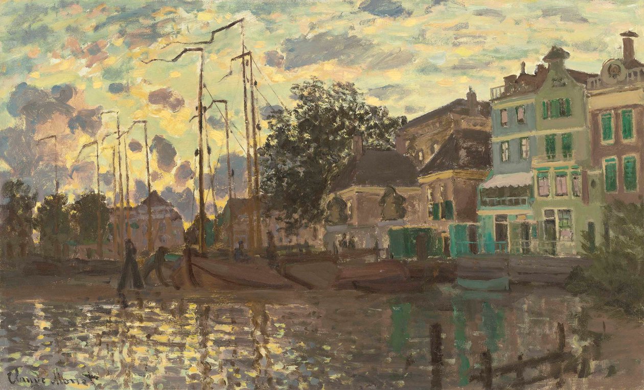 Dammen ved Zaandam, kveld, 1871. av Claude Monet