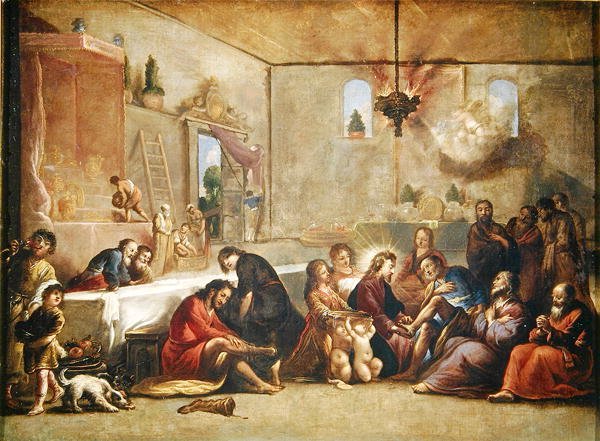 Kristus vasker disiplenes føtter, 1653 av Claude Vignon