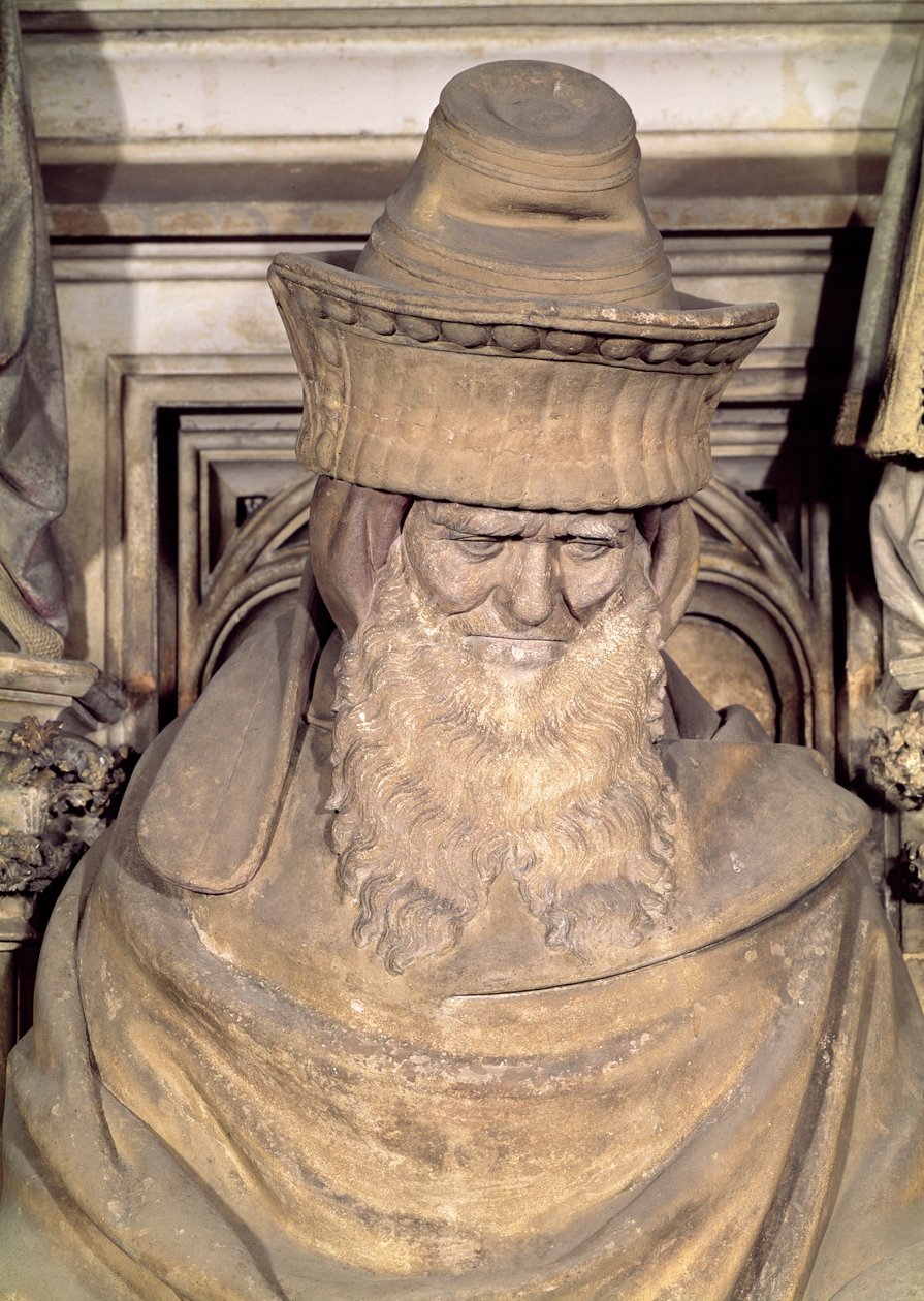 Zacharias, detalj fra den sekskantede pidestallen til Moses-brønnen, 1395-1404 av Claus and Malouel, Jean Sluter
