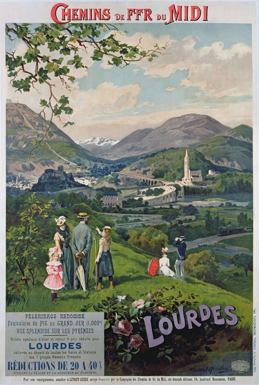 Plakatreklame i Lourdes, Frankrike, ca. 1900 av Clement Quinton