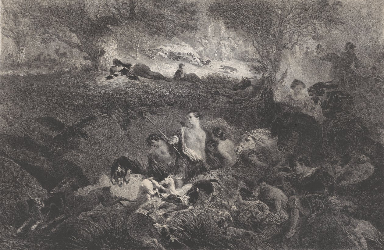 Drømmer om jakt, 1858. av Célestin Nanteuil
