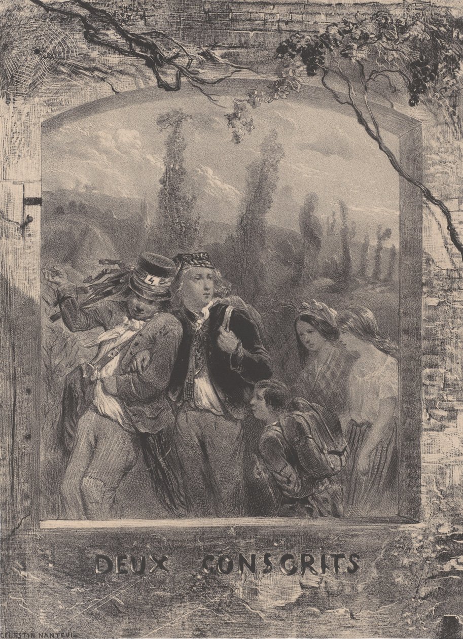 To vernepliktige, ca. 1830-70. av Célestin Nanteuil