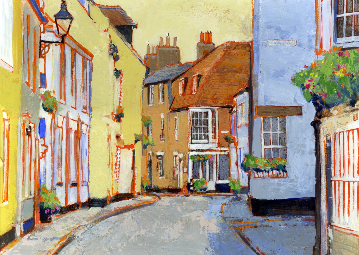 Middle Street, Deal 2, 2007 (akryl om bord) av Clive Metcalfe