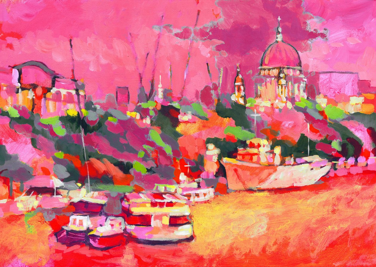 St Pauls Colour, 2007 (akryl om bord) av Clive Metcalfe