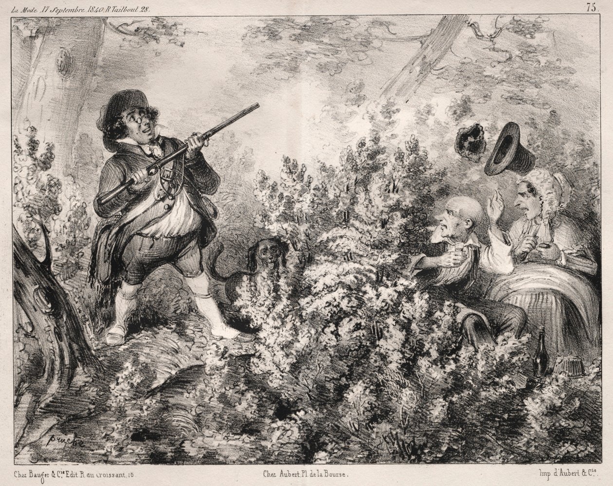Nyheter: Åpningen av jakten, 1840. av Clémente Pruche