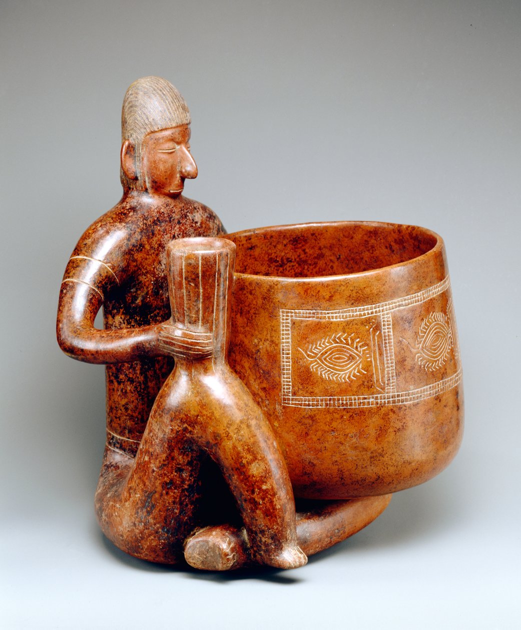 Sittende hann (keramikk) av Colima Culture