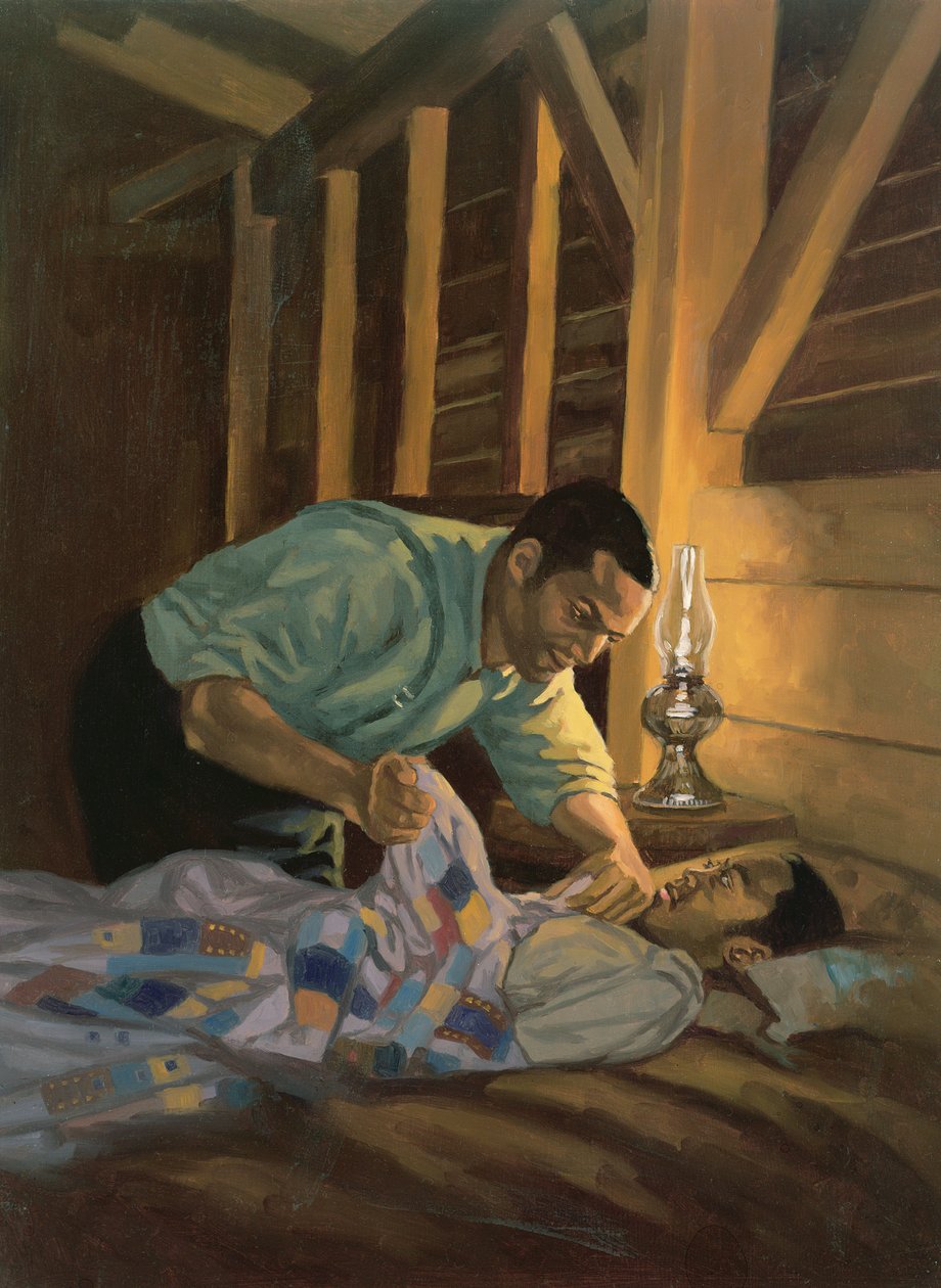 Colorful Goodnights, 2003 (olje og akryl om bord) av Colin Bootman