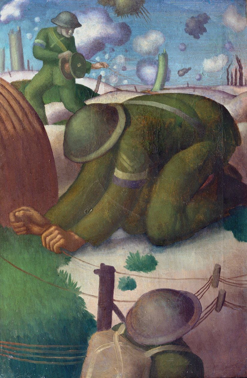 Legging av telefonledning, ca. 1919 av Colin Unwin Gill
