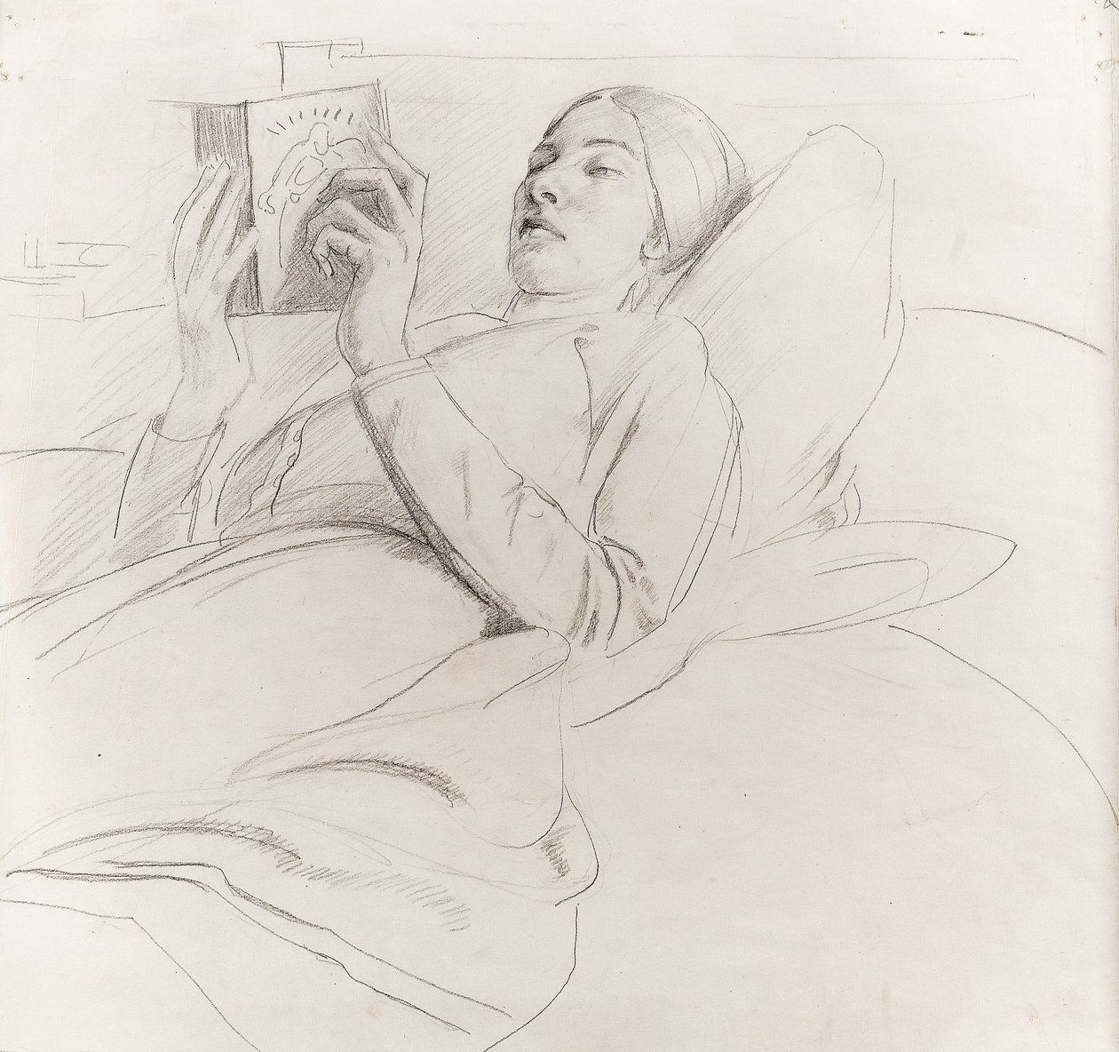 Portrett av Winifred Knights (1899-1947) lesning, ca. 1921 av Colin Unwin Gill