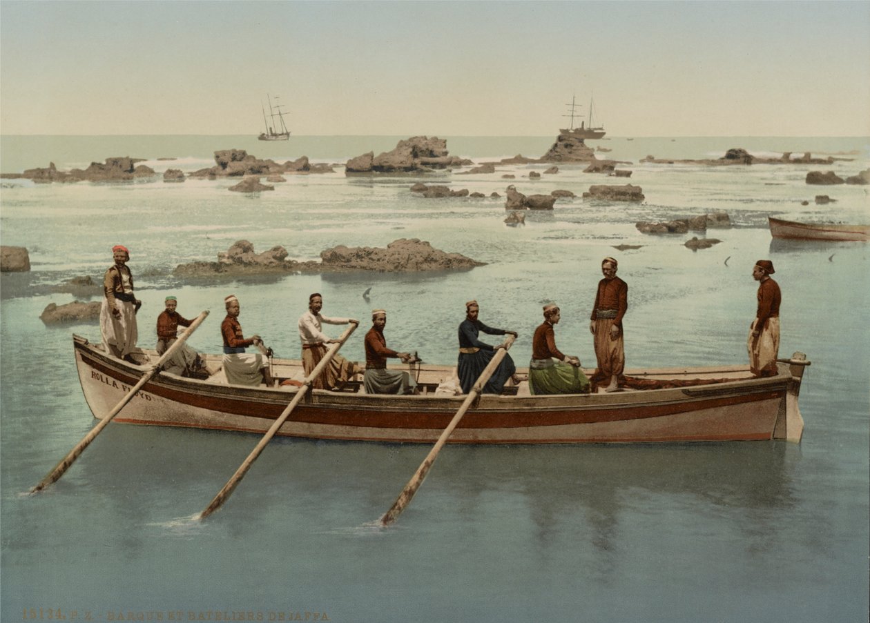 Båtmenn, Jaffa, Israel, ca. 1890-1906 (fotokromtrykk) av Company Photoglob