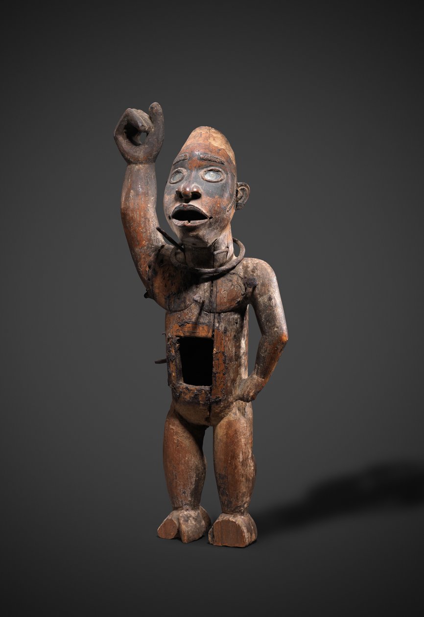 Nkisi (tre, jern og glass) av Congolese