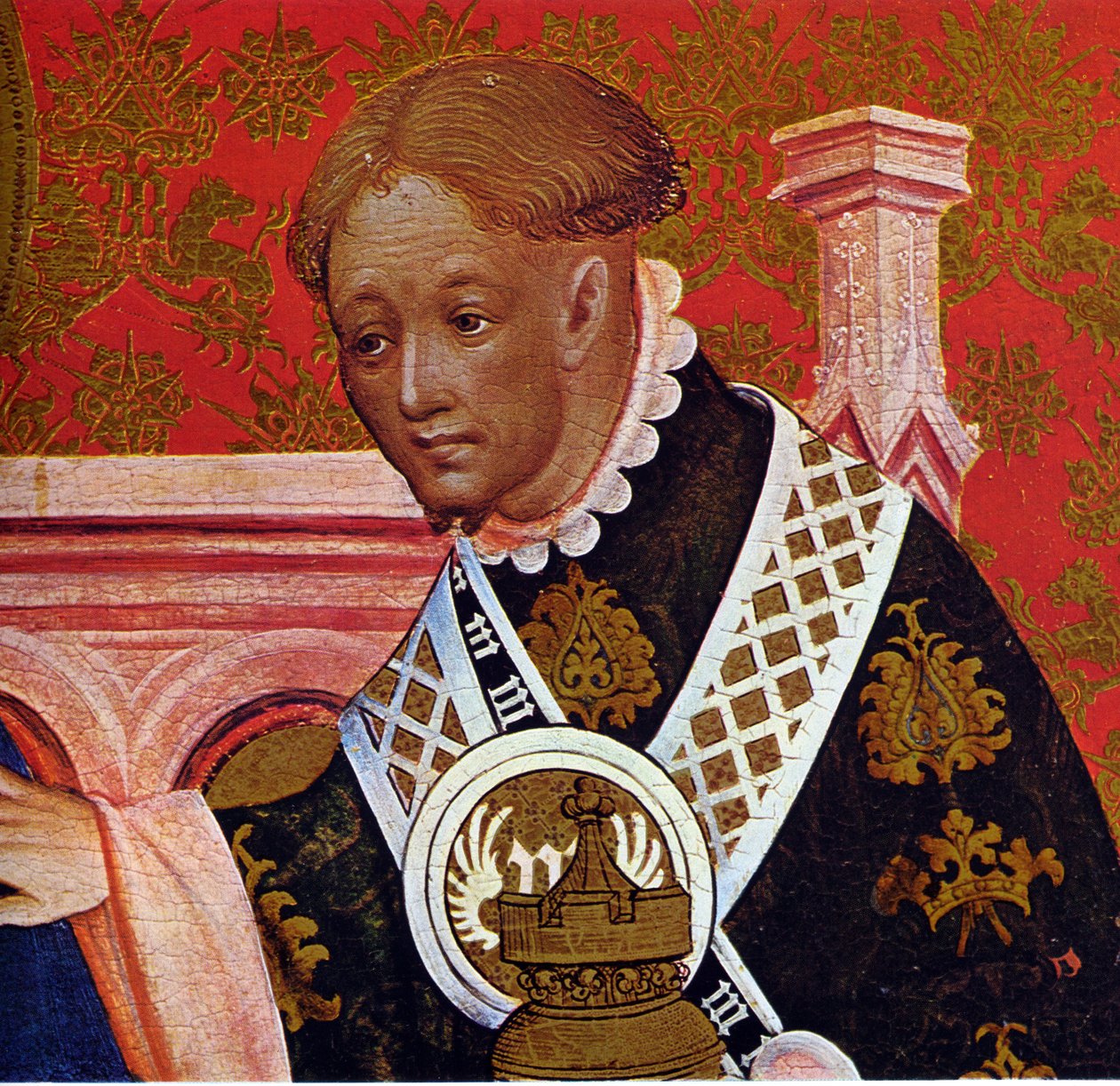 Marienkirche Dortmund, Marien -alteret til Conrad von Soest, høyre panel, utdrag fra tilbedelsen av magi av Conrad von Soest