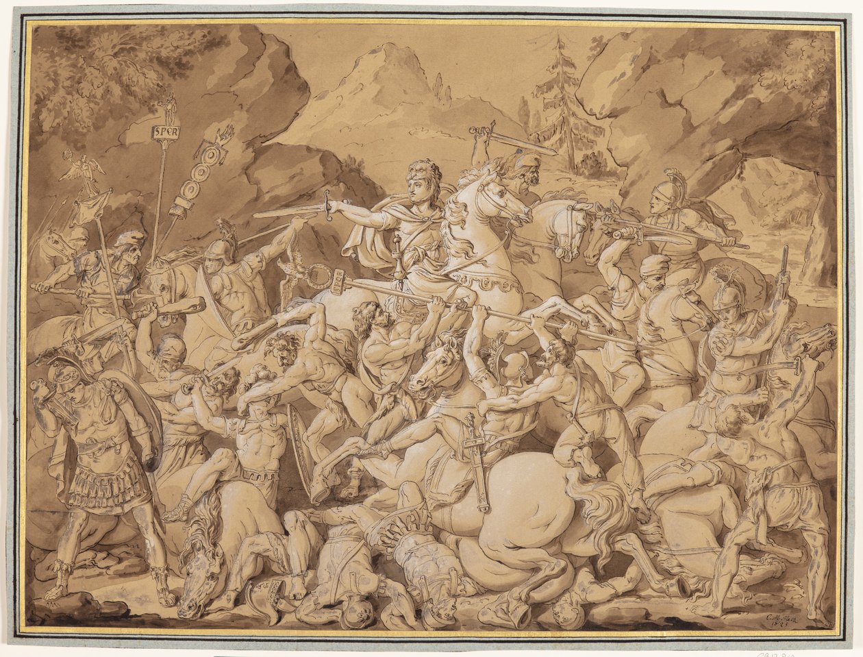 Antik kampscene av Conrad Martin Metz