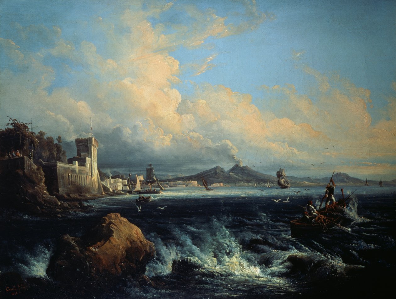 Napoli sett fra Posillipo (olje på lerret) av Consalvo Carelli
