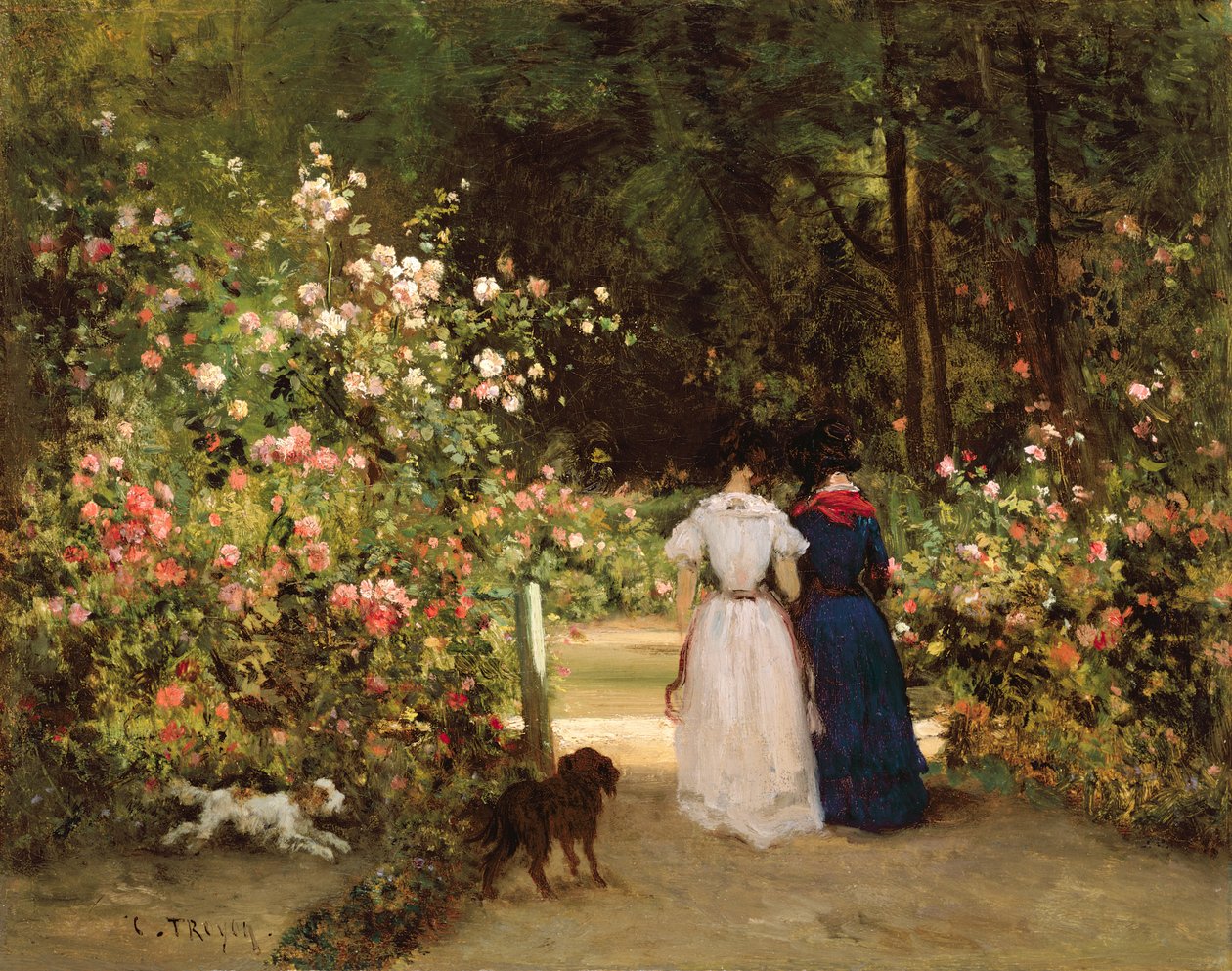 Promenade av Constant Emile Troyon