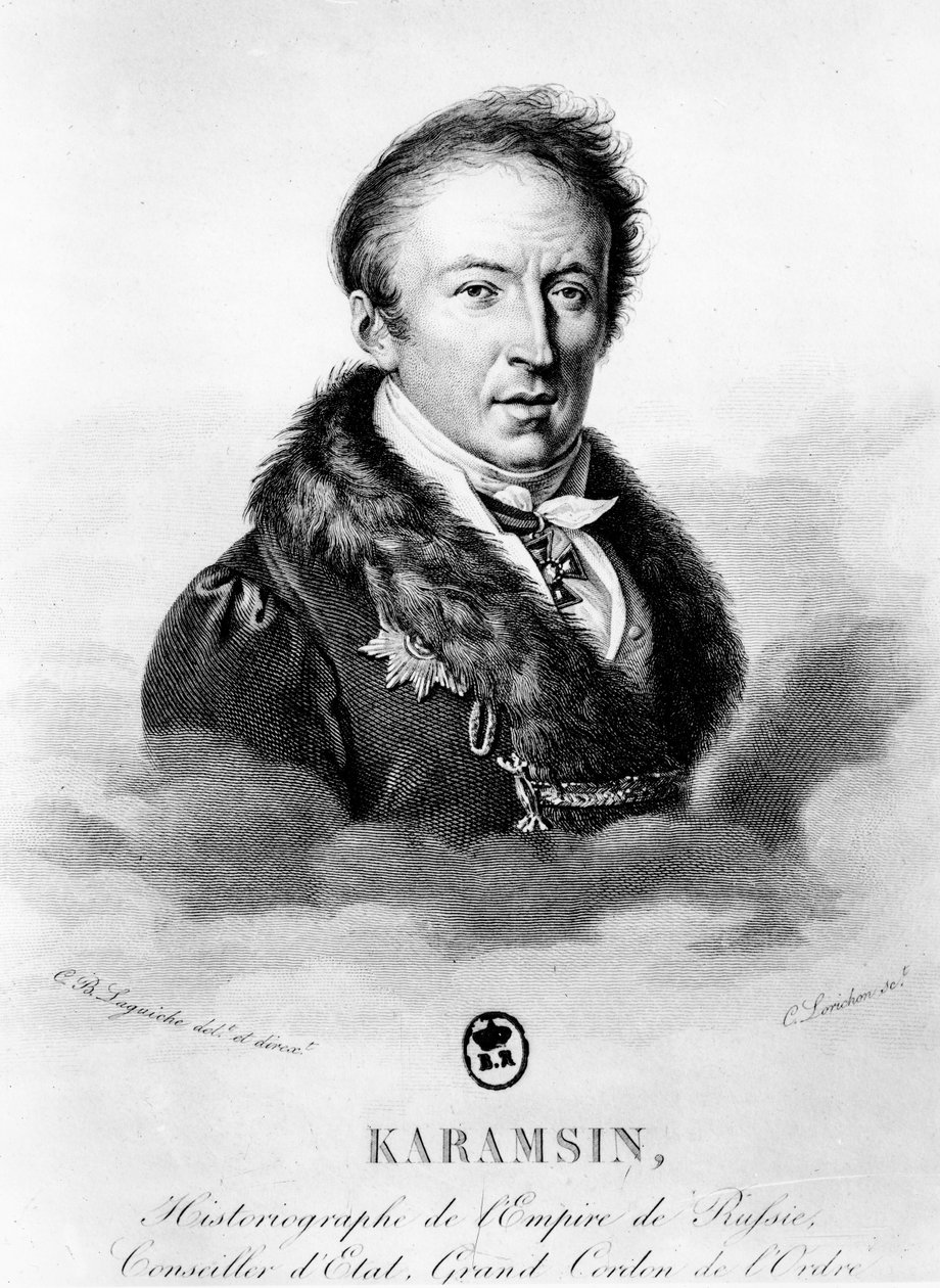 Portrett av Nikolai Mikhailovich Karamzin (1766-1826) av Constant Louis Antoine Lorichon