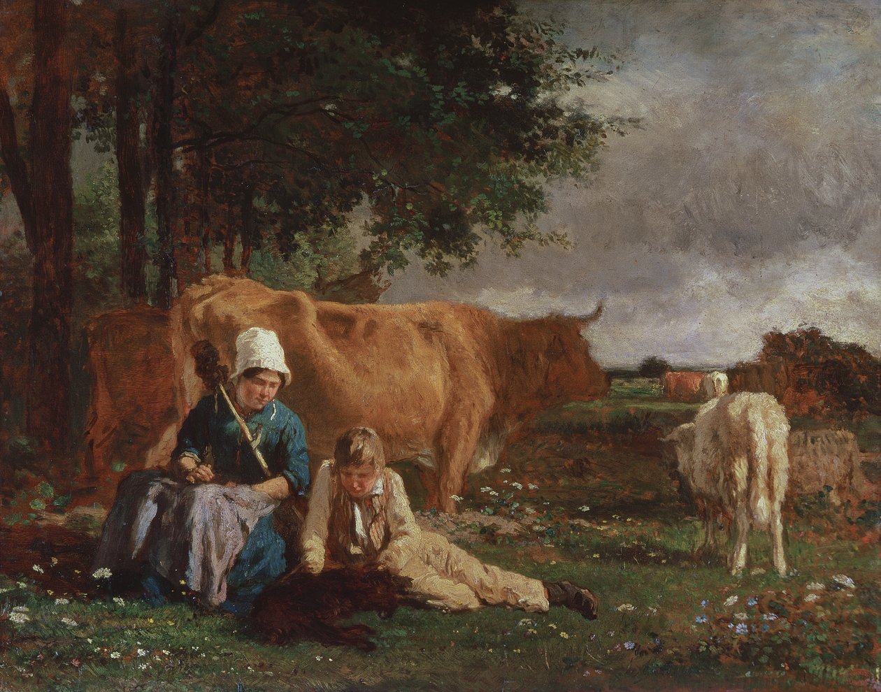 Pastoral scene av Constant Emile Troyon