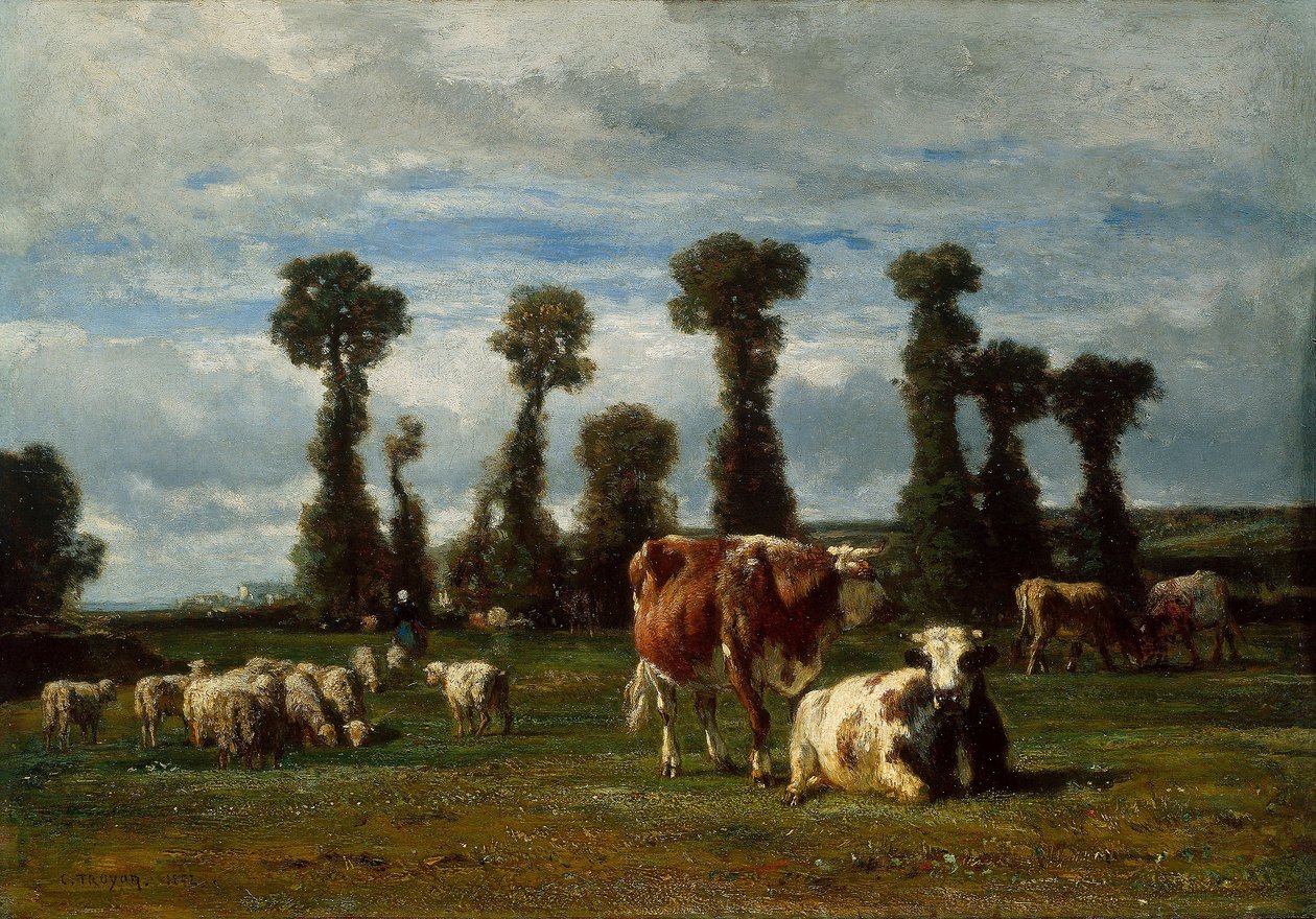 Beite i Normandie, 1852 av Constant Emile Troyon