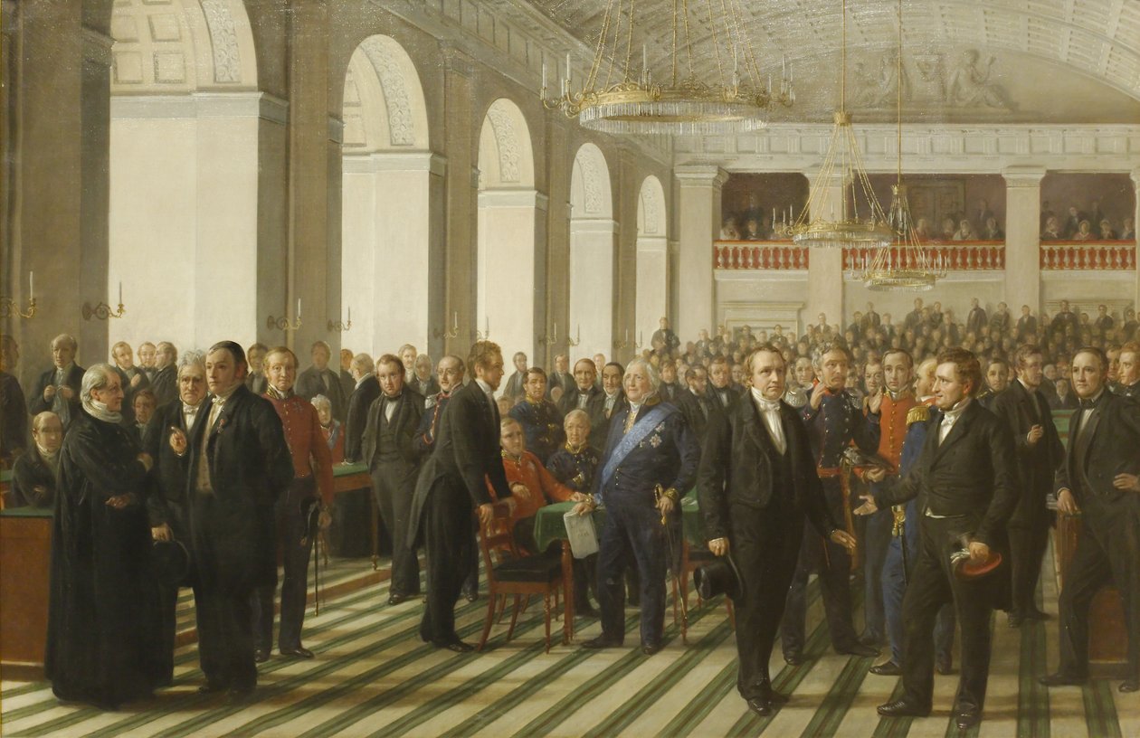 Skisse for den konstituerende forsamling 1848 av Constantin Hansen