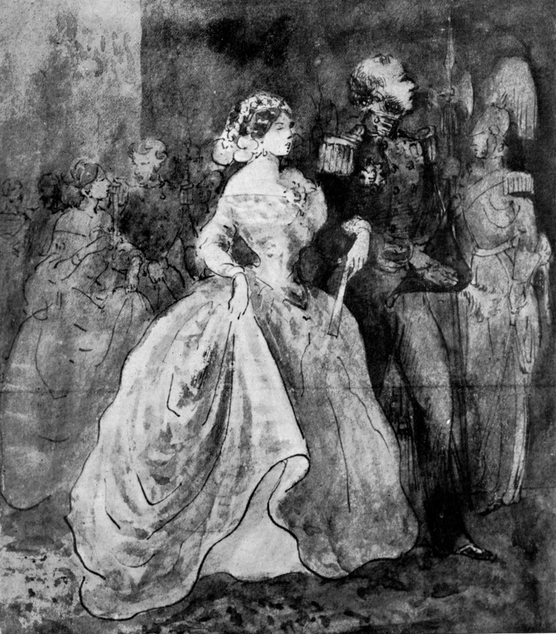 En mottakelse ved hoffet, 1800-tallet, 1930. av Constantin Guys