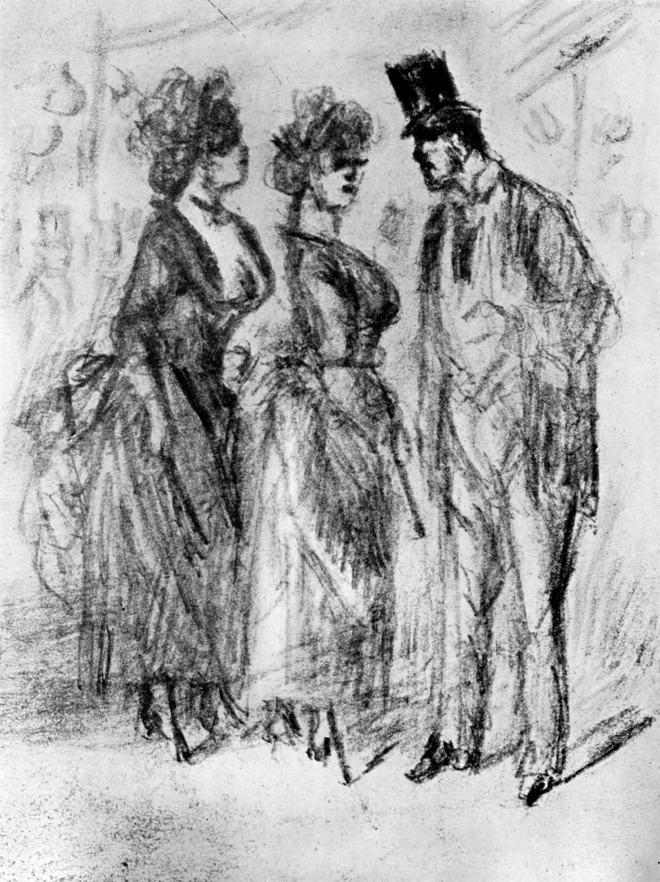 Au Promenoir, 1800-tallet, 1930. av Constantin Guys