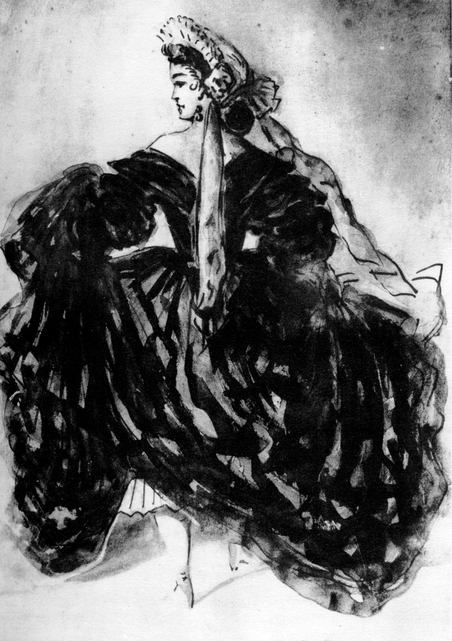 Studie av en kvinne, 1800-tallet, 1930. av Constantin Guys
