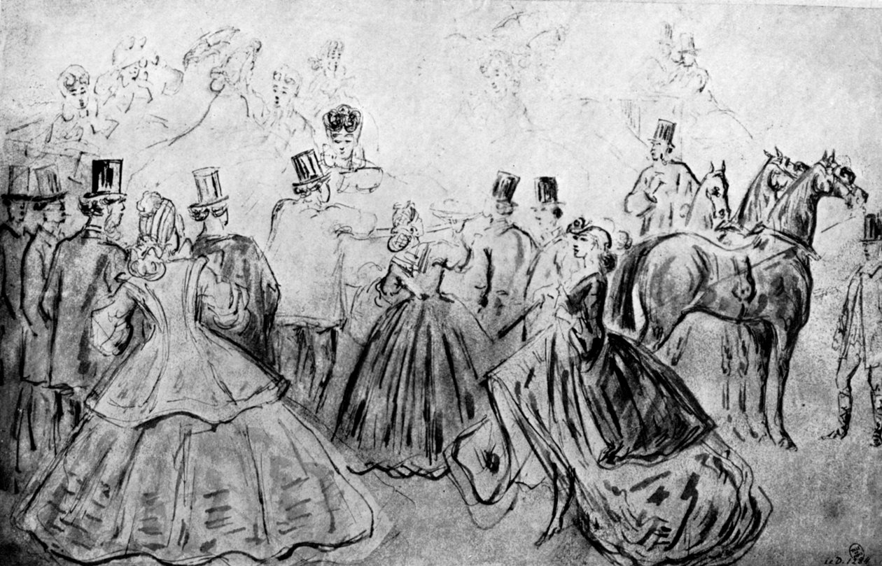 The Promenade, 1800-tallet, 1930. av Constantin Guys