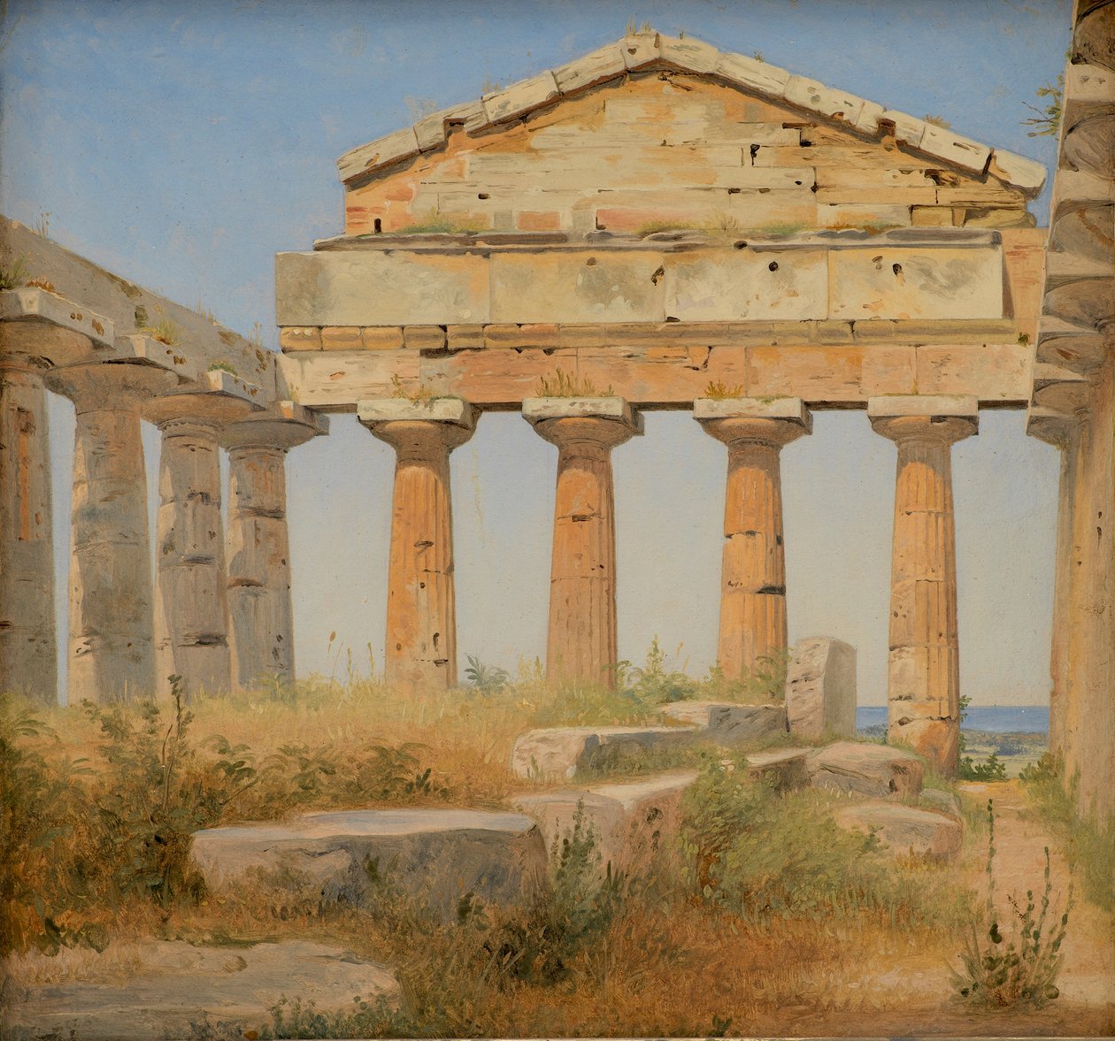 Athena-tempelet i Paestum, 1838 av Constantin Hansen