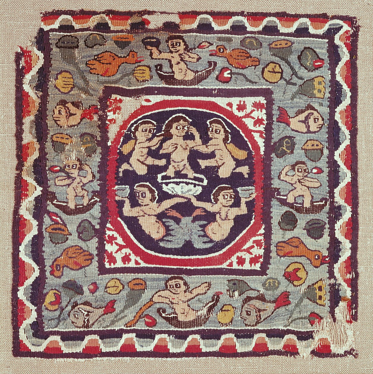 Stoff som viser Venus Anadyomene, fra Antinoe (ull og lin) av Coptic