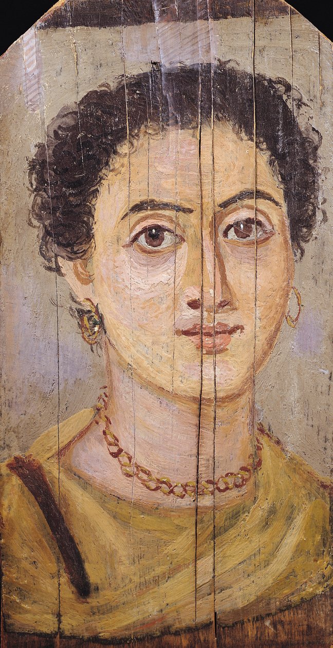 Fayum-portrett av en kvinne (enkaustisk voks på tre) av Coptic