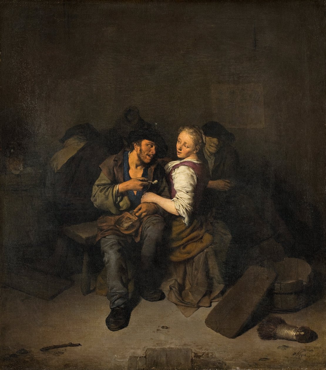 Ungt par i en taverna av Cornelis Pietersz Bega