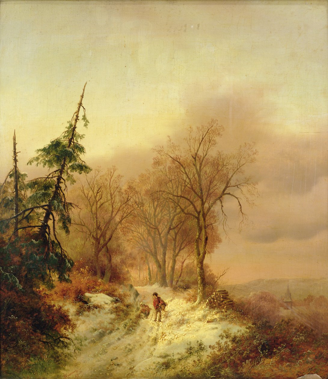 Vinterscene med figurer av Cornelis Kruseman