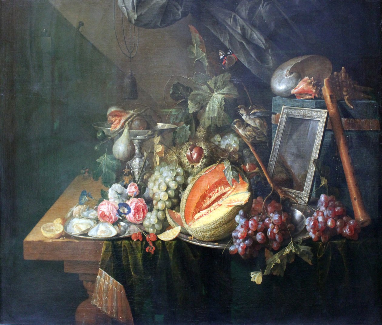 Stilleben med kopulerende spurve av Cornelis de Heem