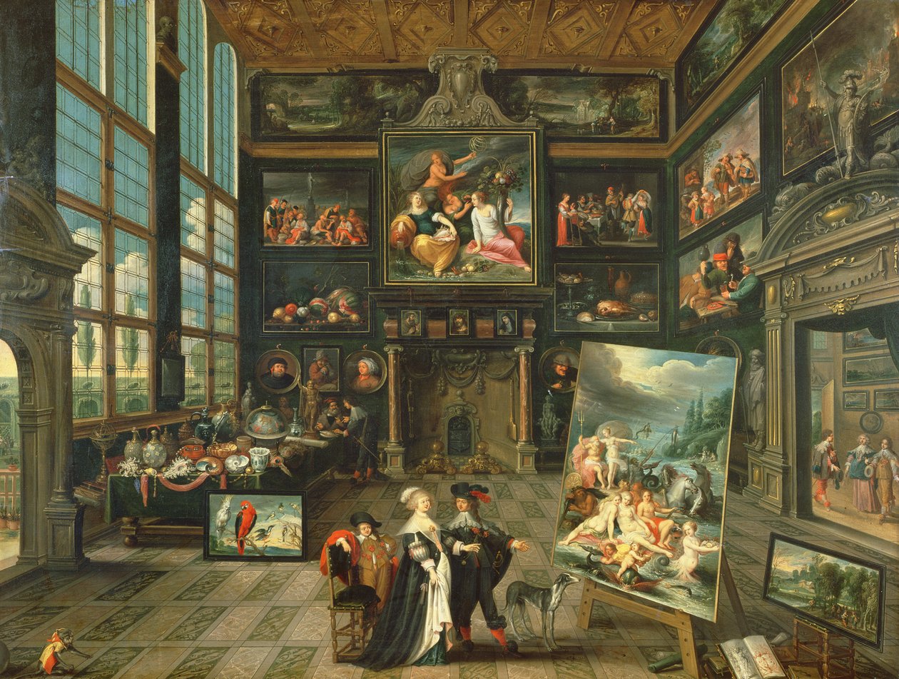 Interiør i et galleri, 1637 av Cornelis de Baellieur