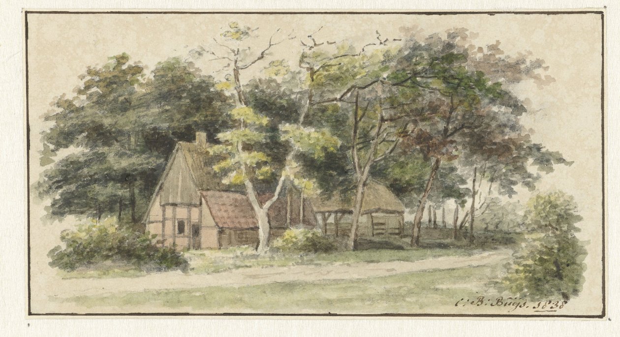 Gård blant trær av Cornelis Bernardus Buijs