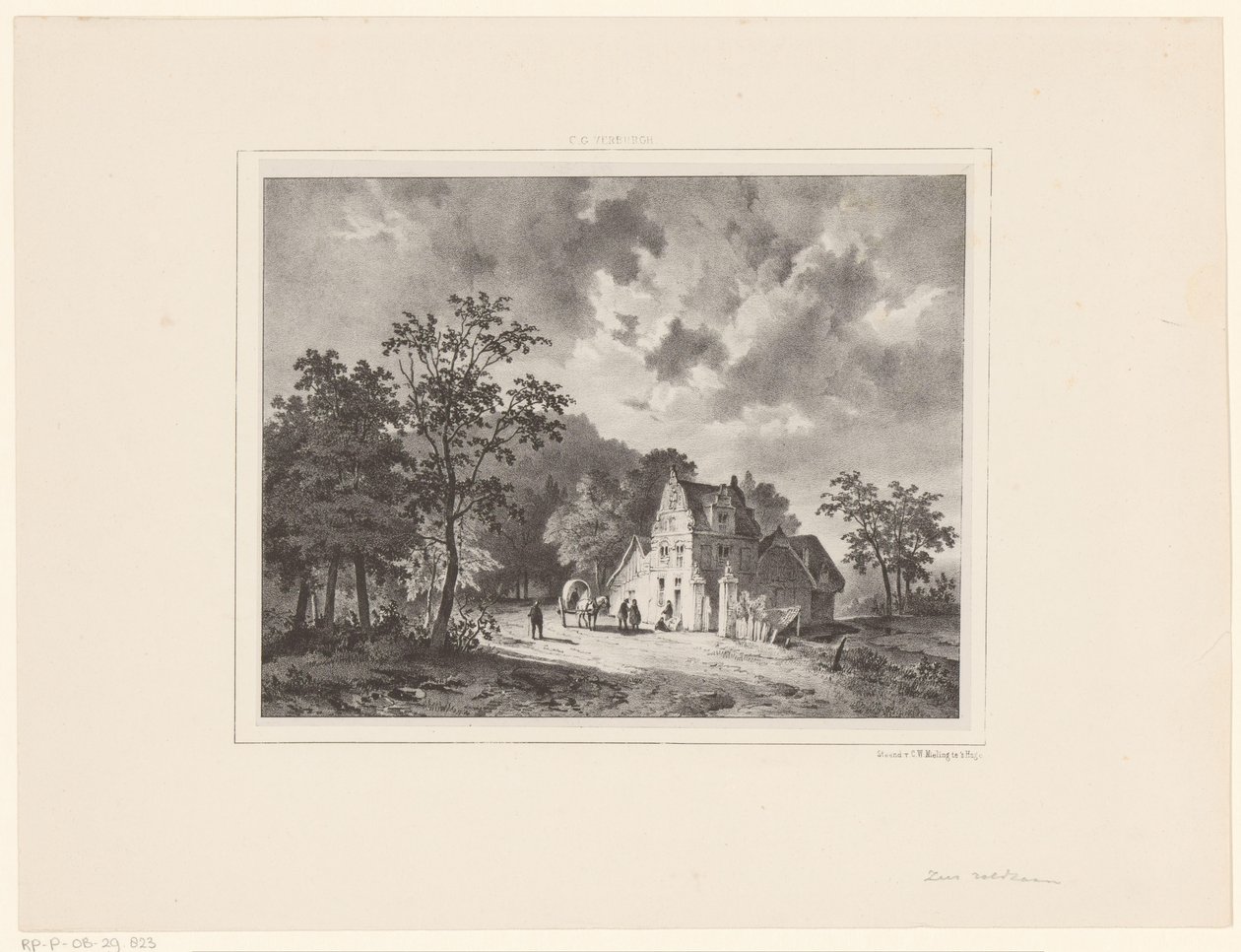 Hus i landskap av Cornelis Gerrit Verburgh