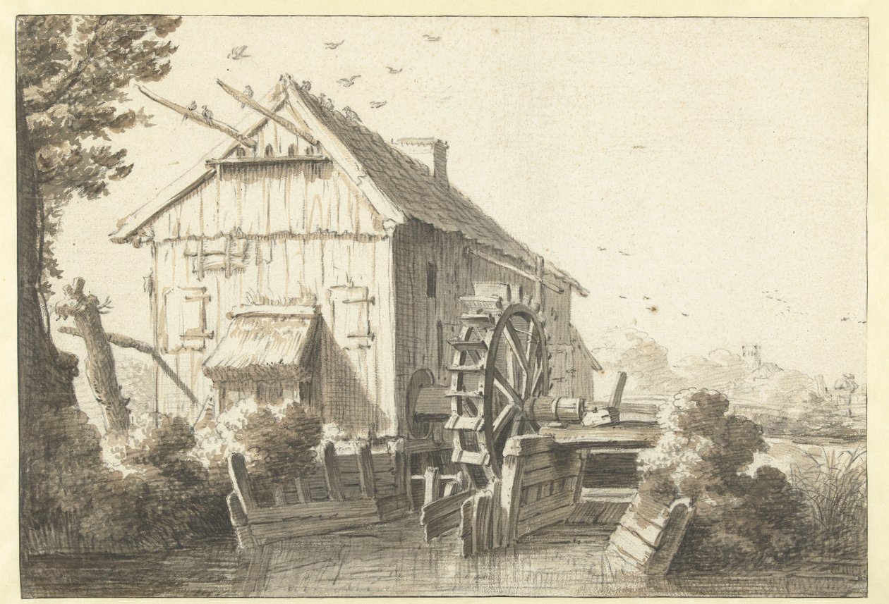 vannmølle av Cornelis Saftleven (attributed to)